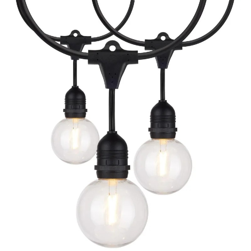 Dimmable Industrial Lighting for Ambiance Control24 Feet LED String Light, 12 G25 bulbs, Warm White 2200K, 120V, Indoor/Outdoor