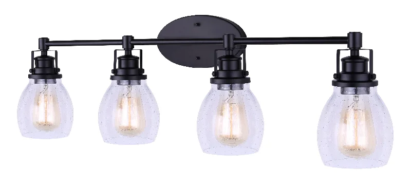 Contemporary track lighting in black finishCanarm IVL705A04BK Carson Black Four Light Vanity w/ Seeded Glass Contemporary track lighting in black finishCanarm IVL705A04BK Carson Black Four Light Vanity w/ Seeded Glass