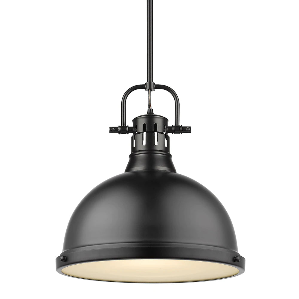 Track lighting with a minimalist track designGolden Lighting 3604-L BLK-BLK Duncan Large Black Farmhouse Pendant