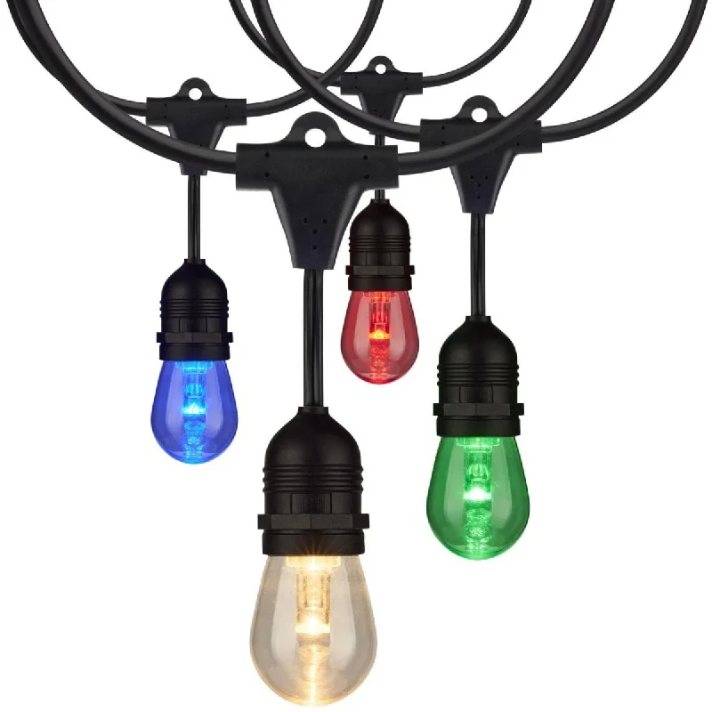Low - Bay Industrial Lighting Fixtures for Small FactoriesOutdoor LED String Light, 24 Feet, 12 S14 bulbs, RGB and Tunable White Color Changing with Infrared Remote