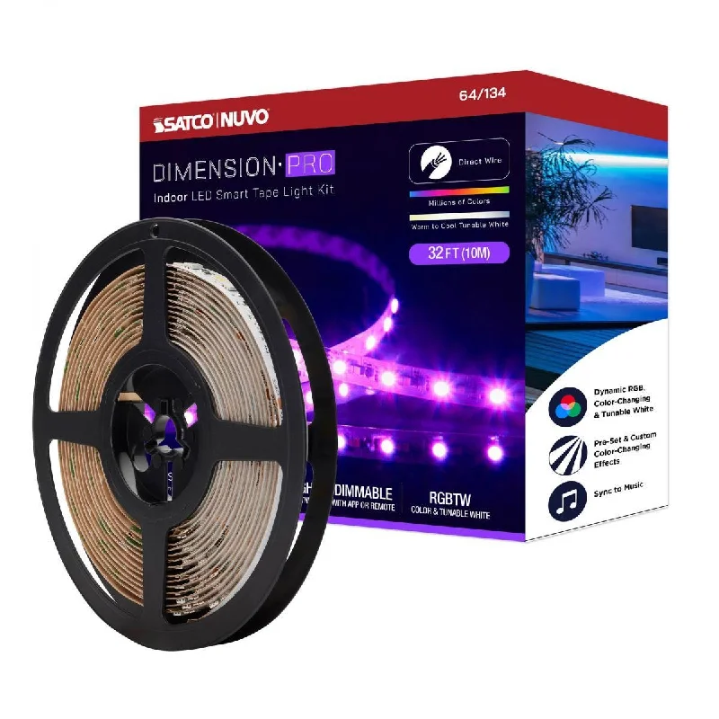 Durable Industrial Lighting for Harsh EnvironmentsDimension Pro LED Smart Tape Light Kit with Remote, 32ft Reel, Color Changing RGB and Tunable White, 24V, J-Box Connection Durable Industrial Lighting for Harsh EnvironmentsDimension Pro LED Smart Tape Light Kit with Remote, 32ft Reel, Color Changing RGB and Tunable White, 24V, J-Box Connection