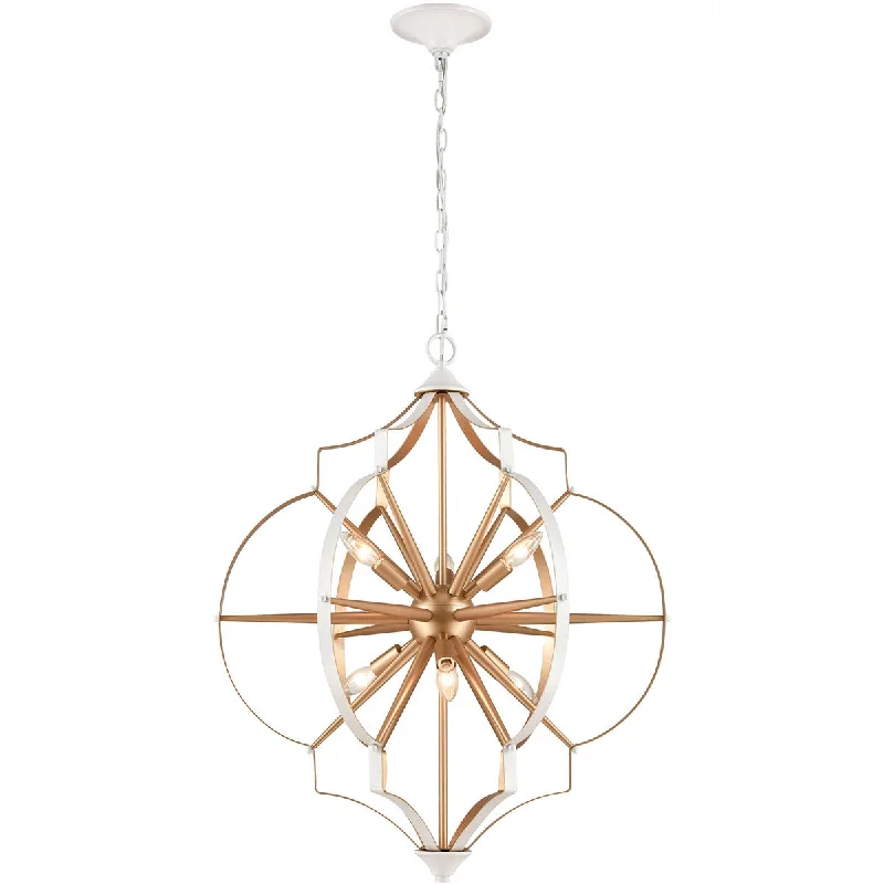 Track lighting for creating a moody atmosphereELK 33396/6 Laguna Beach 26 inch Chandelier, Gold/White