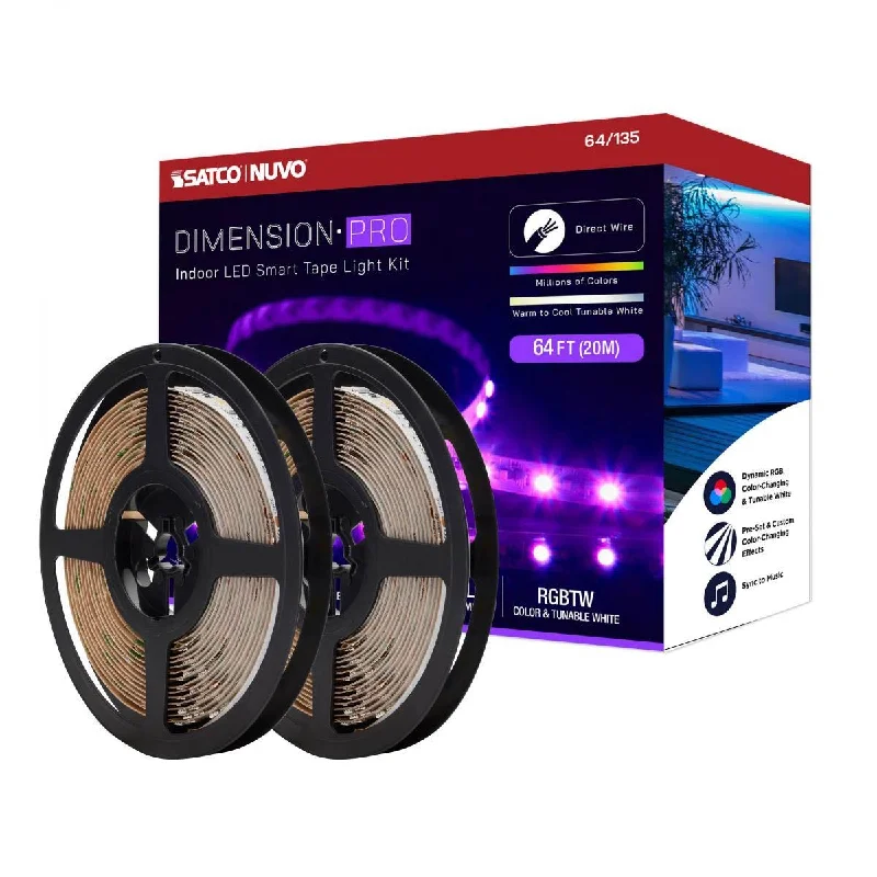 Industrial Area Lighting for Large Open SpacesDimension Pro LED Smart Tape Light Kit with Remote, 65ft Reel, Color Changing RGB and Tunable White, 24V, J-Box Connection Industrial Area Lighting for Large Open SpacesDimension Pro LED Smart Tape Light Kit with Remote, 65ft Reel, Color Changing RGB and Tunable White, 24V, J-Box Connection