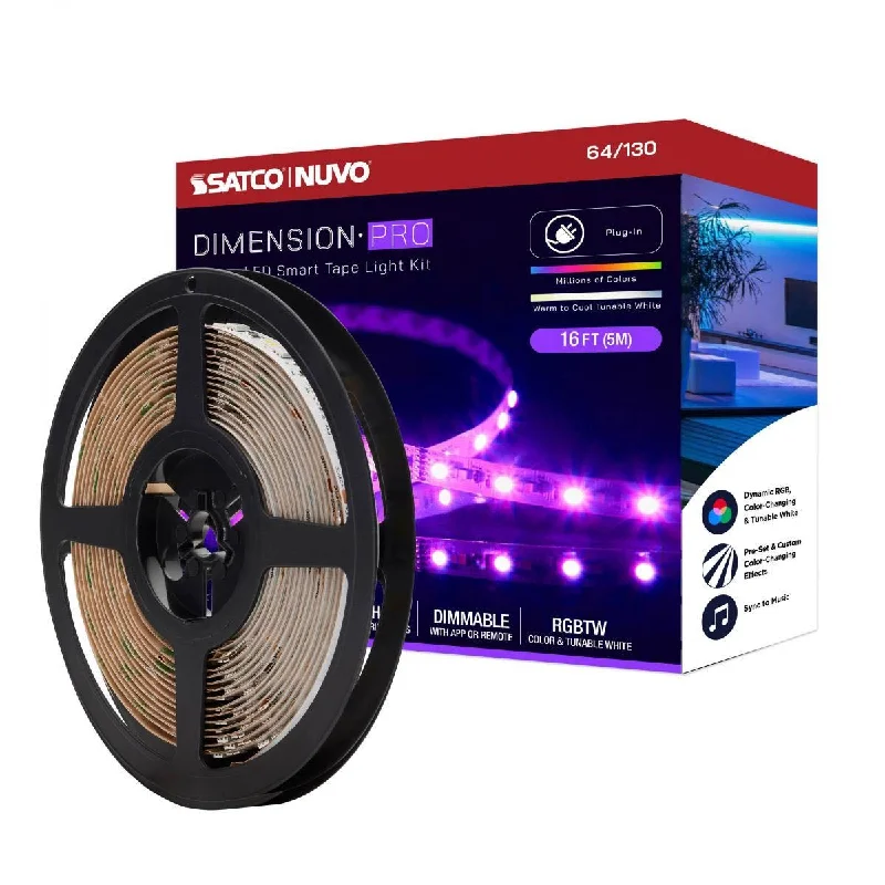 Industrial Lighting for Printing Press FacilitiesDimension Pro LED Smart Tape Light Kit with Remote, 16ft Reel, Color Changing RGB and Tunable White, 24V, Plug Connection Industrial Lighting for Printing Press FacilitiesDimension Pro LED Smart Tape Light Kit with Remote, 16ft Reel, Color Changing RGB and Tunable White, 24V, Plug Connection