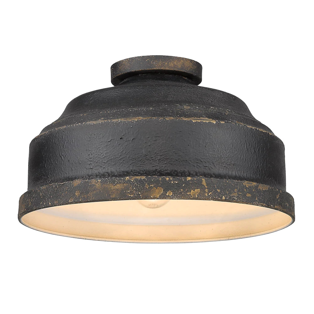 Track lighting for enhancing the architectureGolden Lighting 0806-FM ABI Keating 3 Light Antique Black Iron Farmhouse Flush Mount