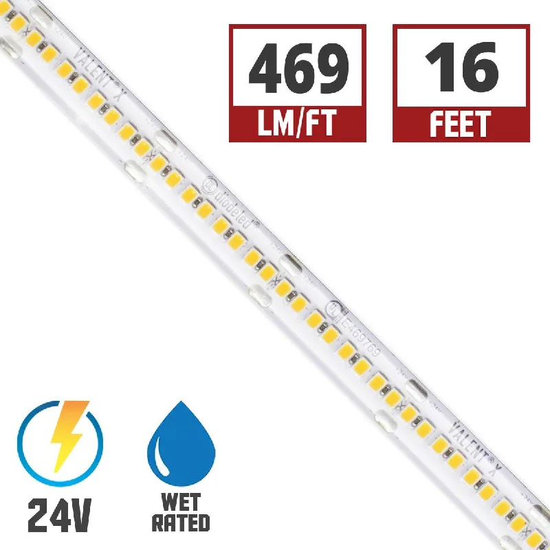 Industrial Lighting for Woodworking FactoriesValent X Wet Location High Density LED Strip Light, 16ft Reel, 3000K, 557 Lumens per Ft, 24V Industrial Lighting for Woodworking FactoriesValent X Wet Location High Density LED Strip Light, 16ft Reel, 3000K, 557 Lumens per Ft, 24V