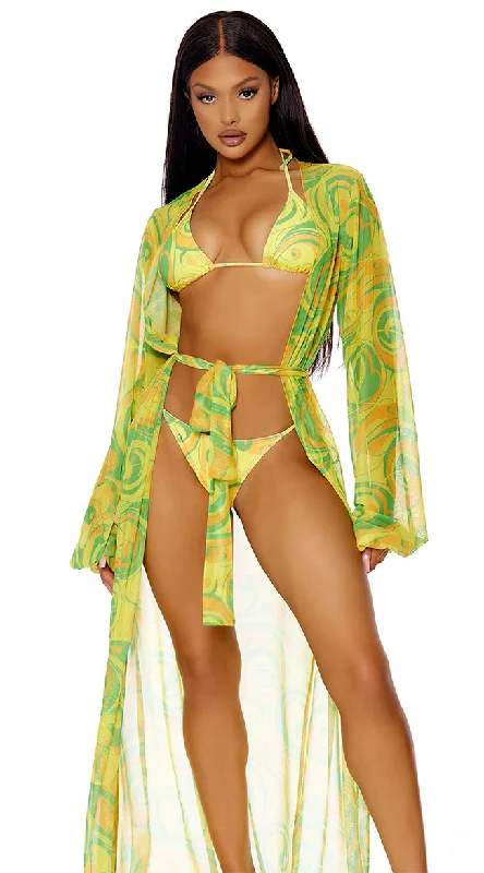 All Covered Pineapple Mesh Kimono