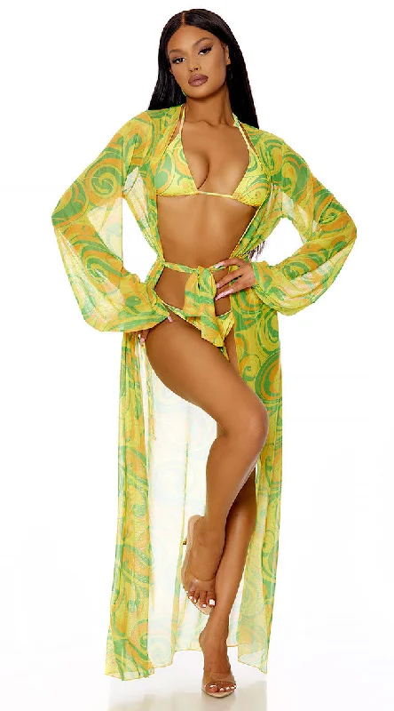 All Covered Pineapple Mesh Kimono