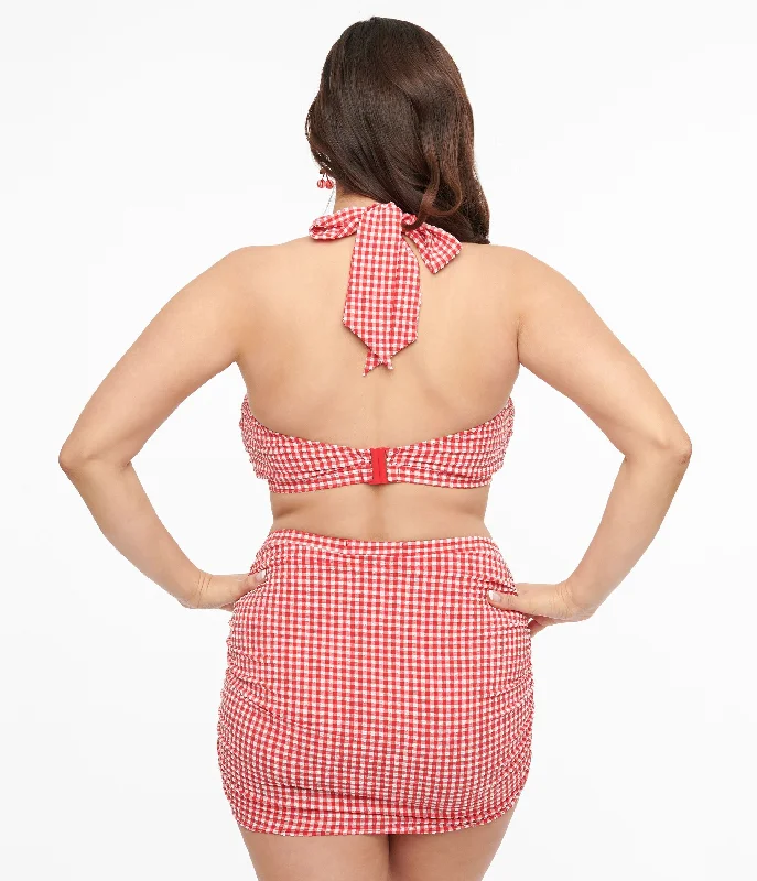 Collectif 1950s Red & White Gingham Halter Bikini Top