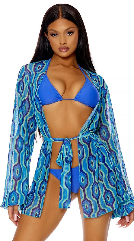 Cover Me Aquatic Mesh Kimono