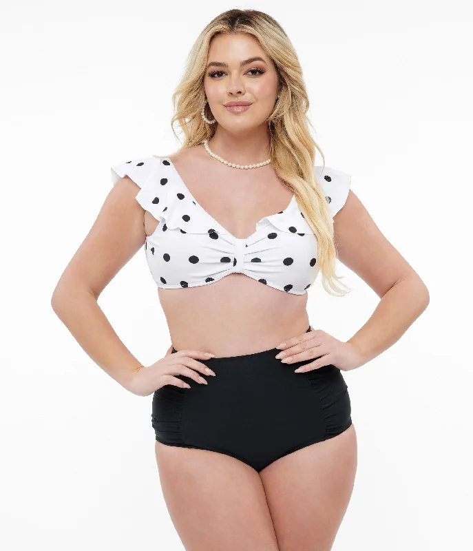 White & Black Polka Dot Swim Set