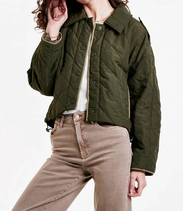 Deena Quilted Jacket In Olive Green