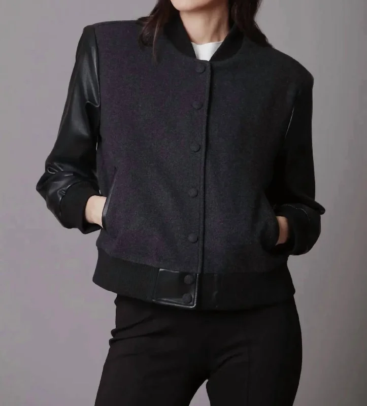 Strong Shoulder Bomber Jacket In Black