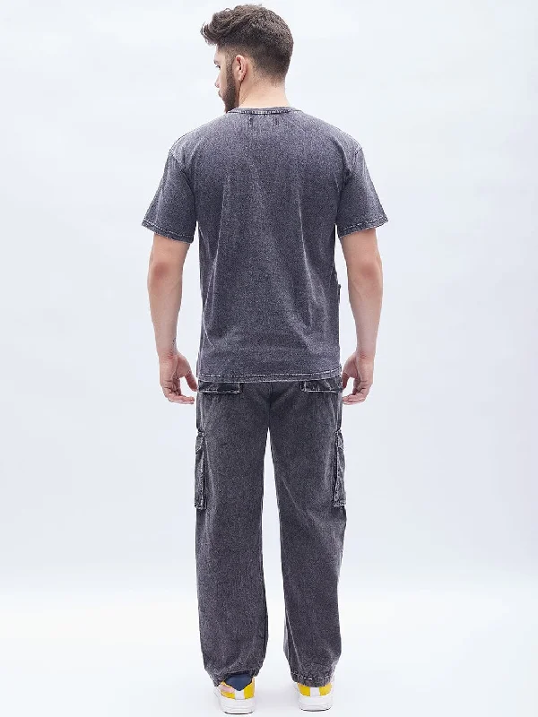 Acid Washed Carpenter Oversized Tshirt and Pants Clothing Set