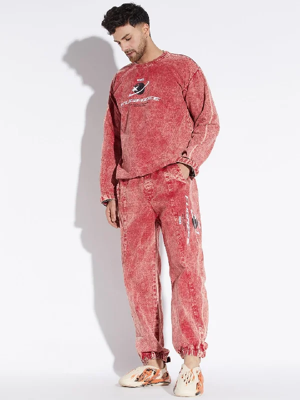 Amber Acid Washed Oversized Sweatshirt and Trackpants Combo Tracksuit