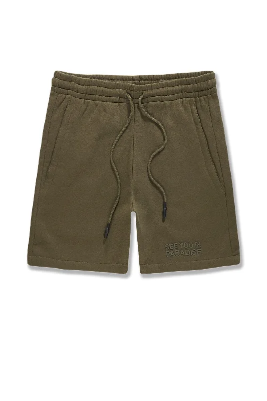 Big Men's Retro Paradise Tonal Shorts (Olive)