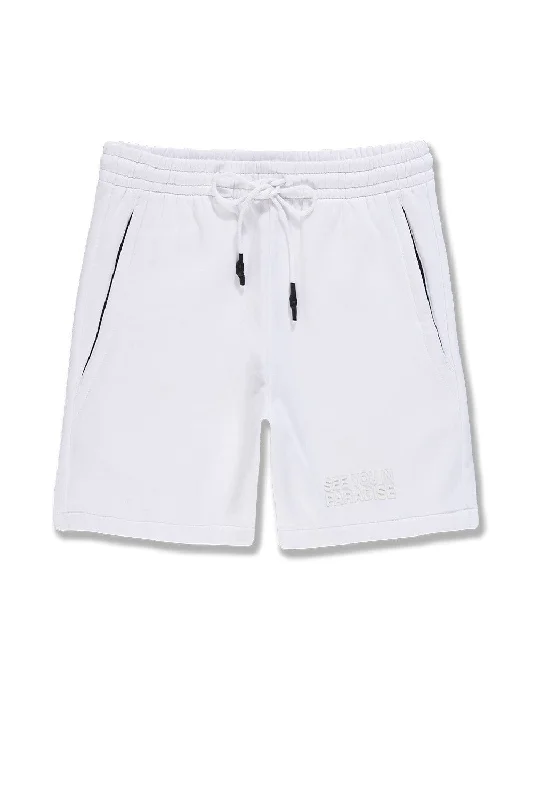 Big Men's Retro Paradise Tonal Shorts (White)