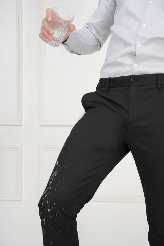 Black Water Repellant Slim Fit Formal Pants