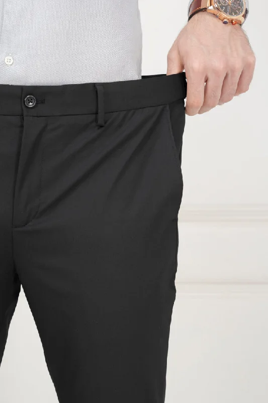 Black Water Repellant Slim Fit Formal Pants