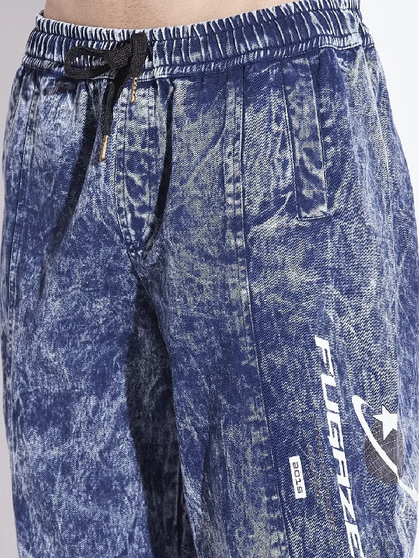 Blue Acid Washed Sweatshirt & Jogger Combo Tracksuit