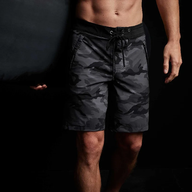 Camo Zip Pocket Boardshort - Black Sea Camo/Black