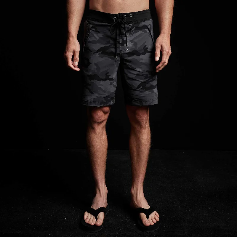 Camo Zip Pocket Boardshort - Black Sea Camo/Black