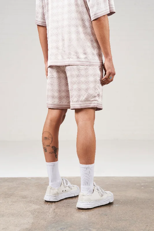 EMBLEM PRINT SHORTS - BEIGE