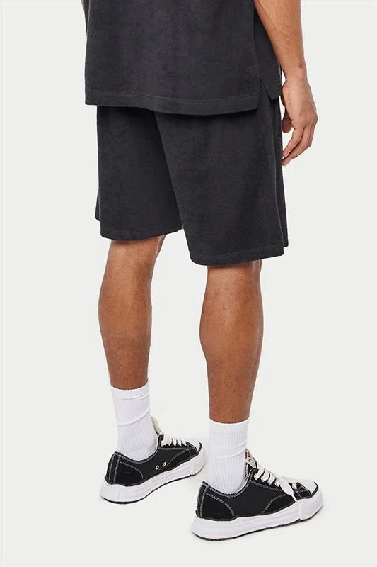 HEAVYWEIGHT TOWELLED SHORTS - BLACK