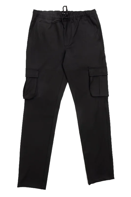 Jet Black Slim Fit Cargo Pants