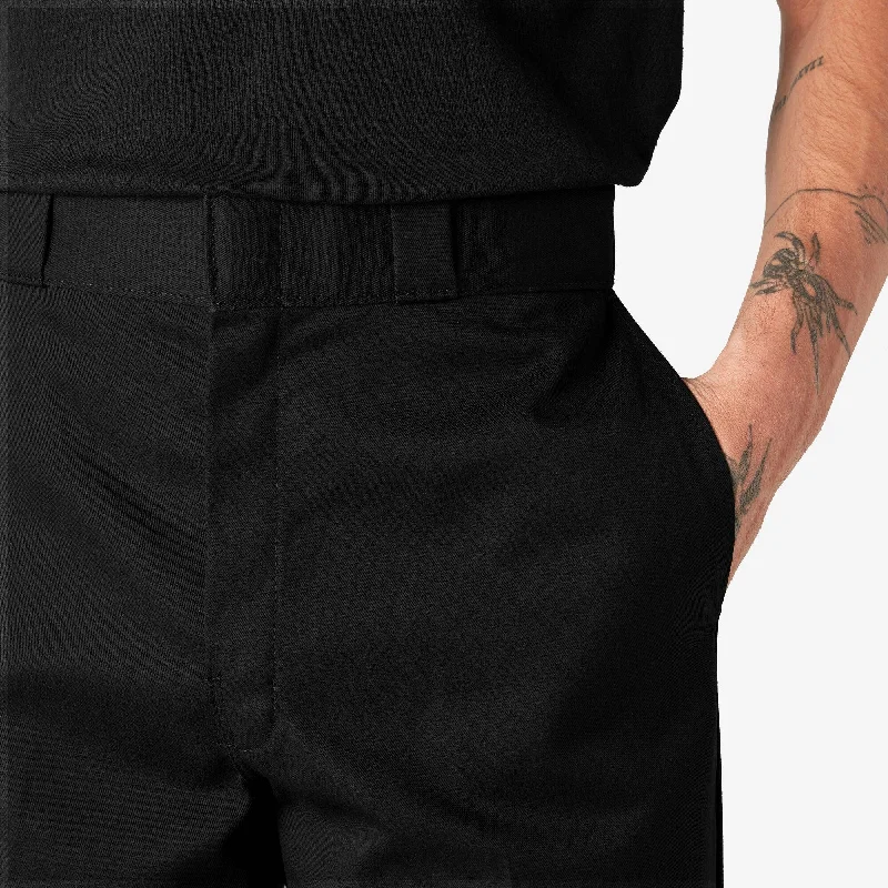 Loose Fit Double Knee Work Pants, Black