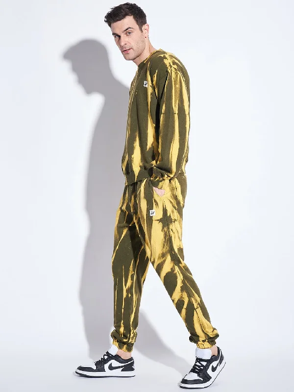 Olive & Yellow Tie Dye Matchiing Tracksuit