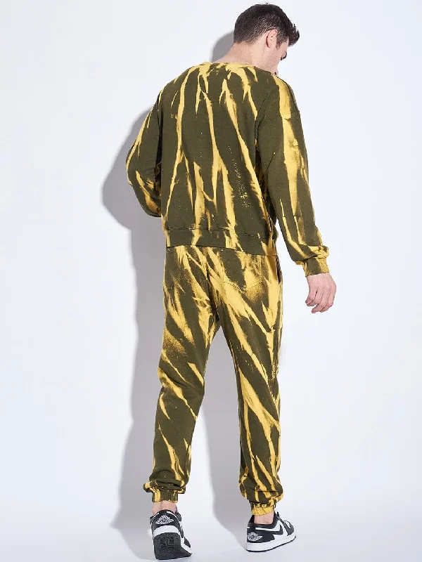 Olive & Yellow Tie Dye Matchiing Tracksuit