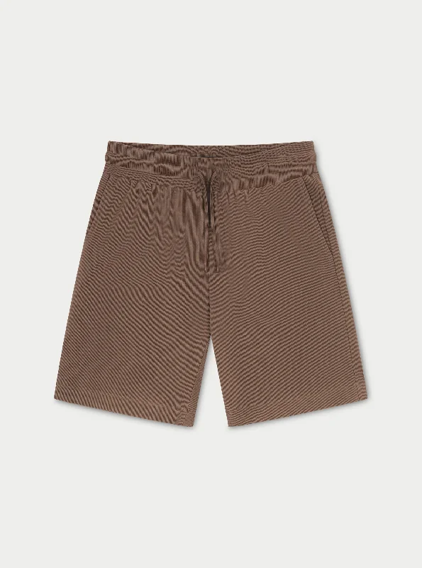 RIB TEXTURED SHORTS - BROWN