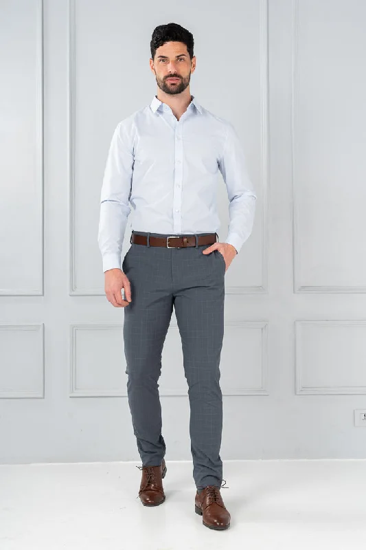 Wolf Grey Checks Formal Pants