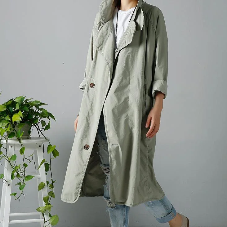 Bea green cotton trench coats long cardigans