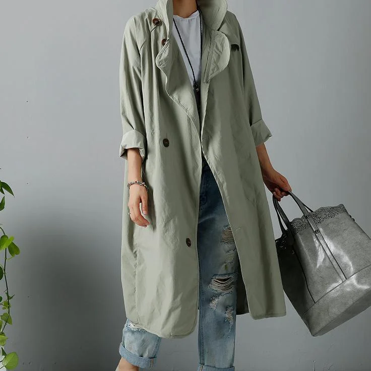 Bea green cotton trench coats long cardigans