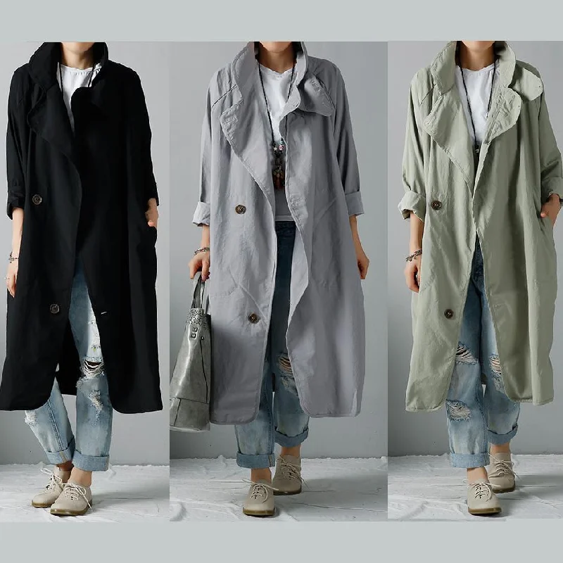 Bea green cotton trench coats long cardigans