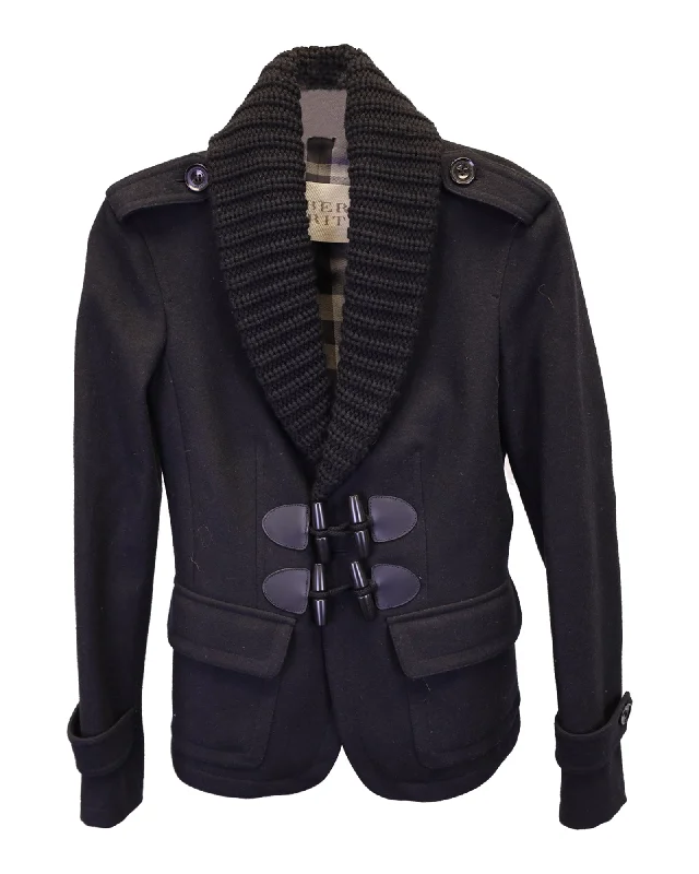 Burberry Brit Toggle-Front Jacket in Black Wool