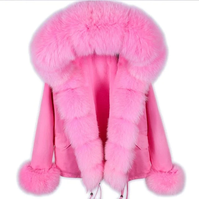 High Street Style Women's Natural Raccoon Fur Hooded Winter Jackets & Coats