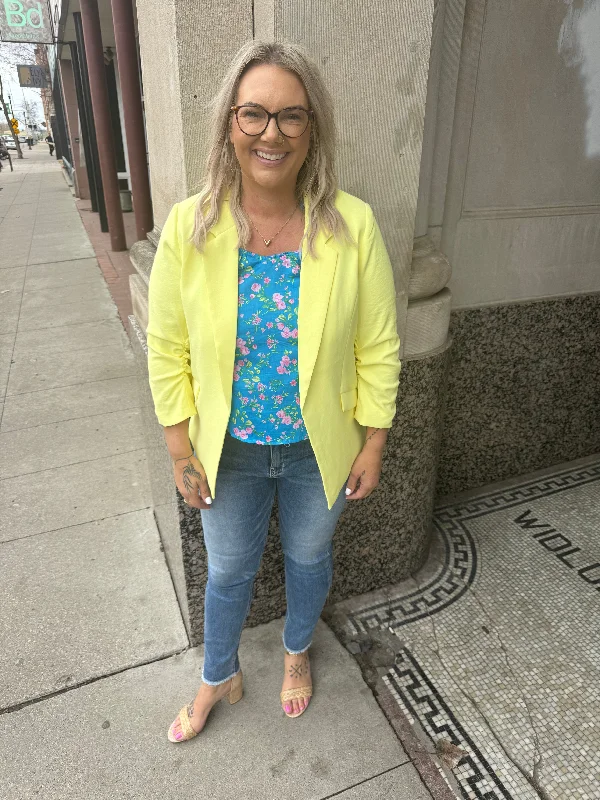 Skies Lemon Lime Shirred Blazer