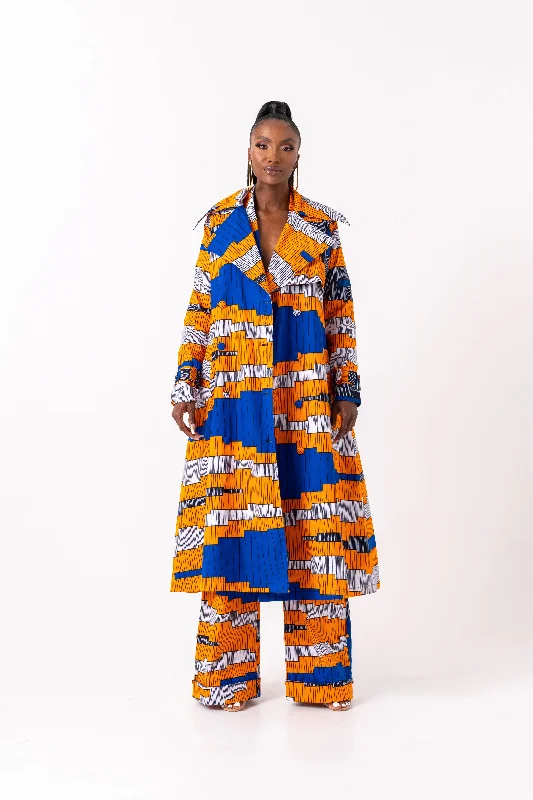 SOMIE African Print Trench Jacket