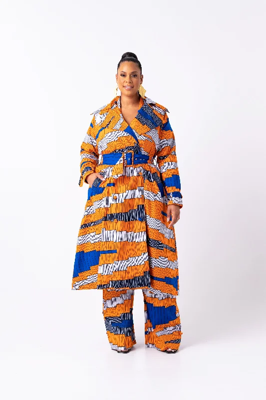 SOMIE African Print Trench Jacket