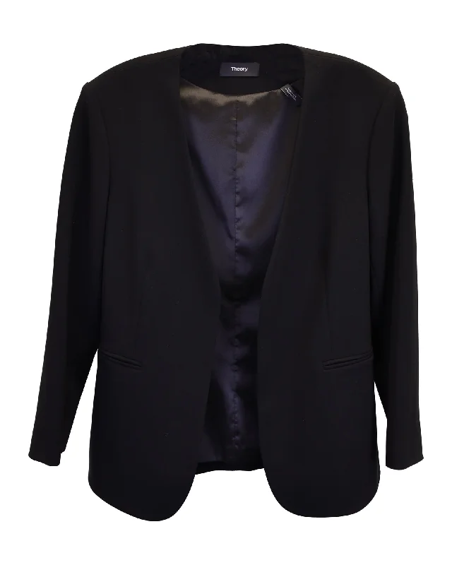 Theory Open-Front Blazer in Black Wool