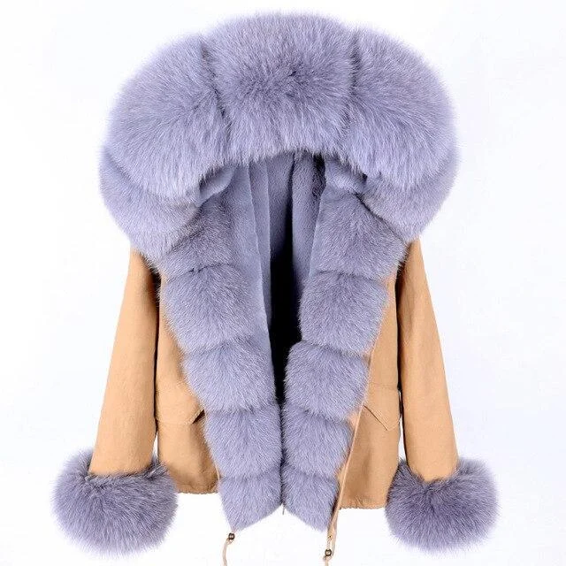 Winter Thick Women's Natural Real Raccoon Fur Hooded Parka Coats & Jackets