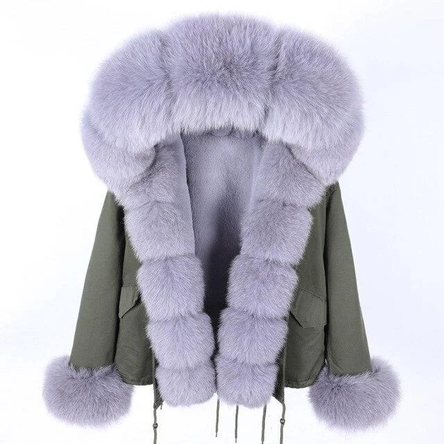 Winter Warm Thick Women's Natural Real Raccoon Fur Hooded Coats & Jackets