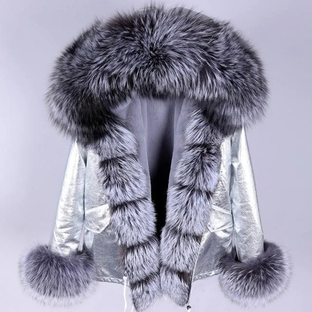 Winter Women's Natural Real Raccoon Fur Hooded High Street Coats & Jackets