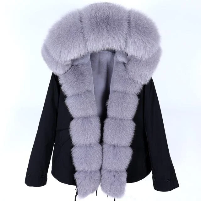 Winter Women's Thick Natural Raccoon Fur Hood High Street Coats & Jackets