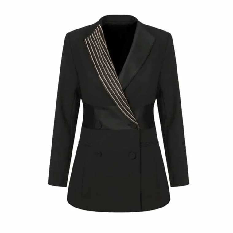 Womens Blazer Jacket Fitted Black Work Office Blazer