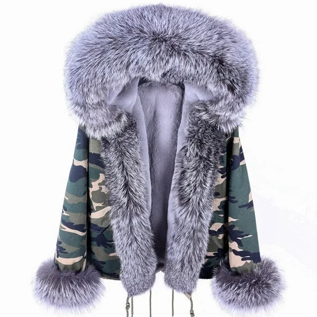 Women's Thick Warm High Street Winter Jacket with Racoon Fur Collar