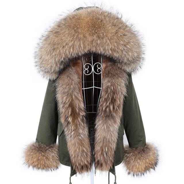 Women's Winter Fashion Thick Jacket with Long Sleeves and Synthetic Fur Lining